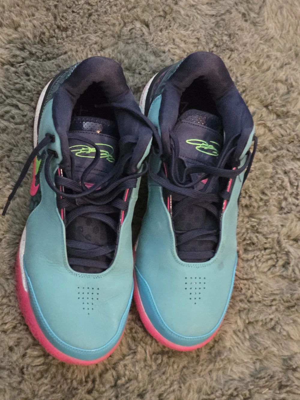 Men's Teal and Pink Low-Top Sneakers
